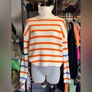 Vibrant Striped Turtleneck Sweater